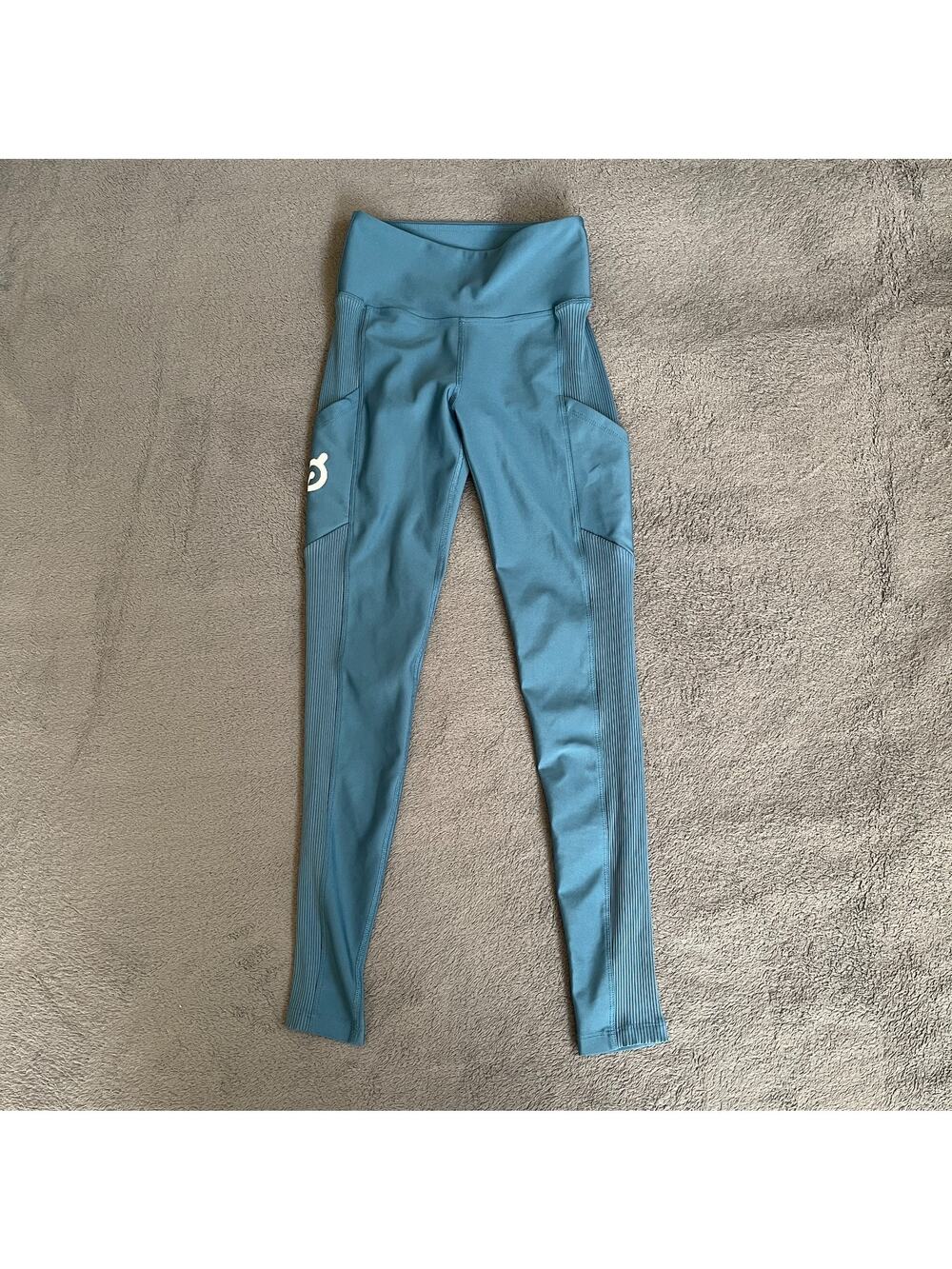 Peloton FA121 Label Teal Blue High Waisted Show Up Pocket Legging Women's Size S